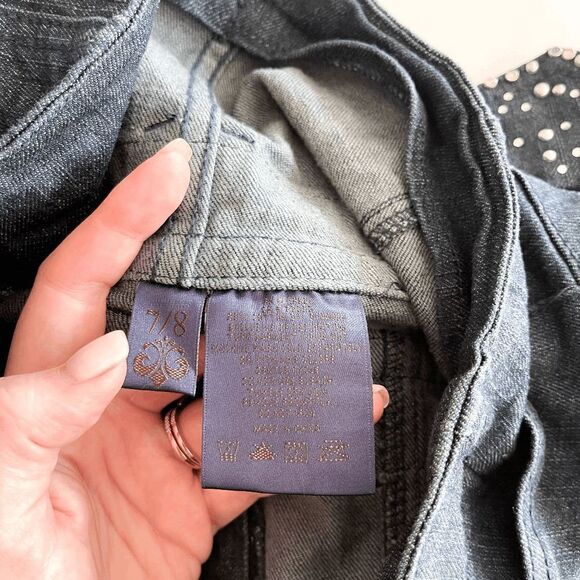 Dereon Women Denim Jeans Ultra High Waisted Corset Rhinestones Blue Sz 7/8 - Picture 7 of 13